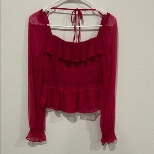 Lauren Conrad Elegant Magenta Ruffle Blouse